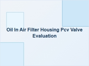 Evaluating Pcv Valve Function Through Oil in Air Filter