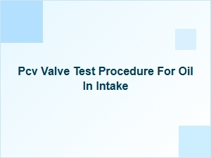 How to Test a Pcv Valve for Oil in Intake