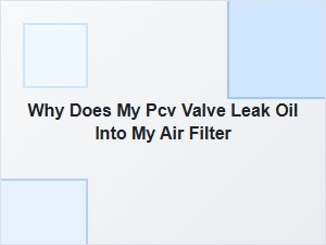 Why Oil Leaks From Your Pcv Valve to the Air Filter